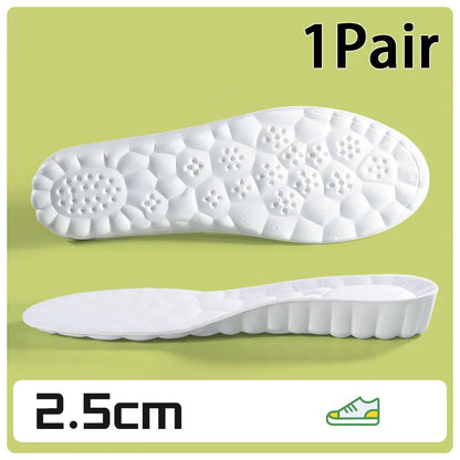 1Pair height increase insoles Breathable Anti-Odor Insole Shock Absorbing Shoe Sole Soft comfortable Sports Insole