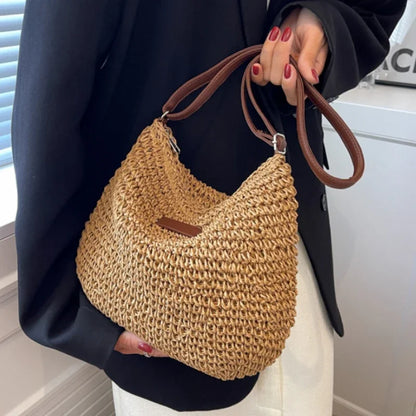 Women's Shoulder Bag Summer Straw Woven Handbag Large Capacity Ladies Handmade Rattan Tote Bags Luxury Designer Beach Bag