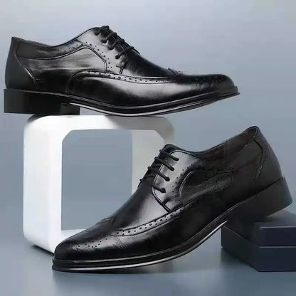 2023 Mens Wingtip Oxford Shoes Genuine Calfskin Leather Brogue Dress Shoes Classic Business Formal Shoes Man