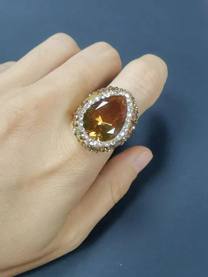 Color Changing Stone Zultainite Natural Tourmaline Edging Finger Rings for Women Sudan Crystal Peacock Green Design Jewelry