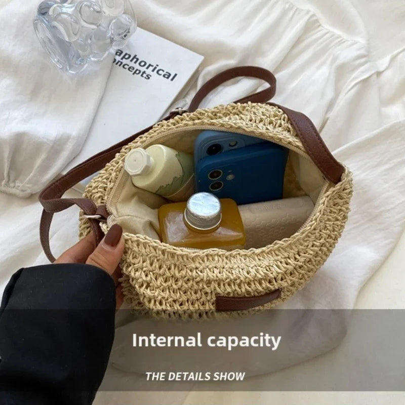 Women's Shoulder Bag Summer Straw Woven Handbag Large Capacity Ladies Handmade Rattan Tote Bags Luxury Designer Beach Bag