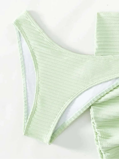 2025 New Three-Piece Bikini Set Sexy Women Dress Solid Halter Swimsuit Hollow Backless Swimwear Tight Push Up Beach Bathing Suit