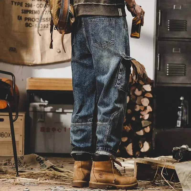 With Pockets Man Cowboy Pants Luxury Aesthetic High Quality Trousers Designer Original 2025 Fashion Retro Cheap Xs Jeans for Men