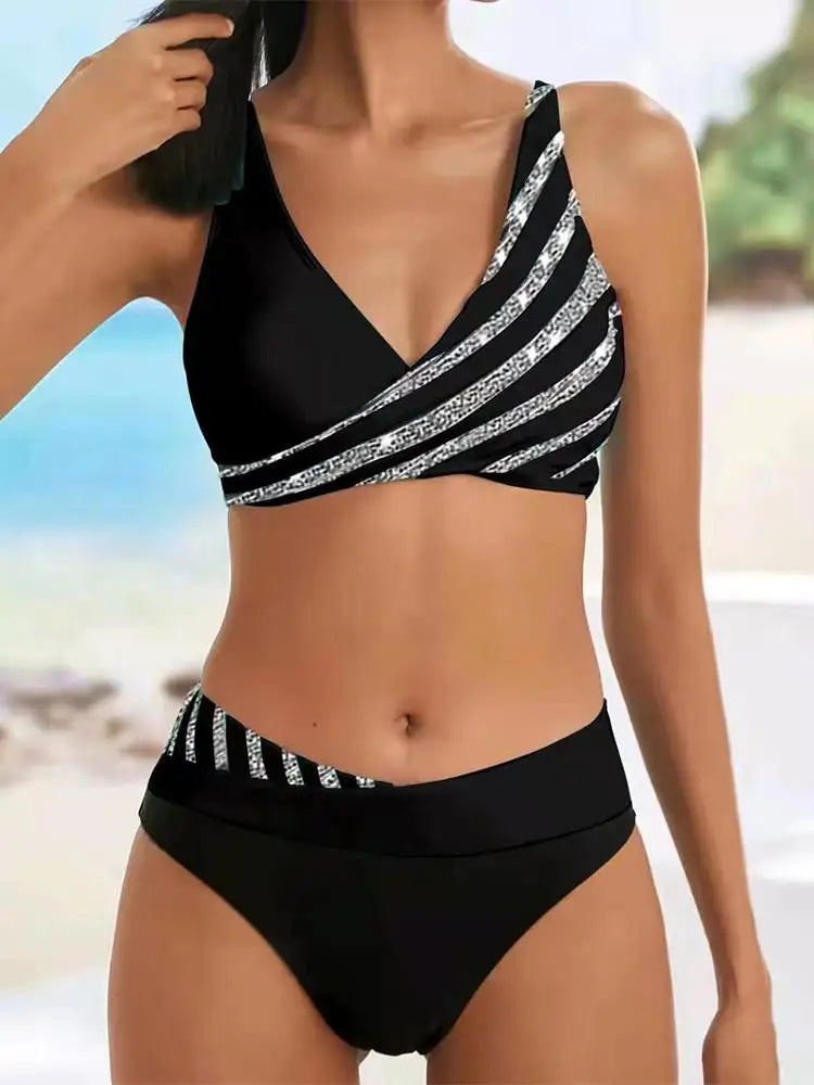 New Women Sexy Stripe Bikini Female Summer Swimsuit Two Piece Bikini Set Beachwear Swim Suit Swimwear Brazil Bathing Suit