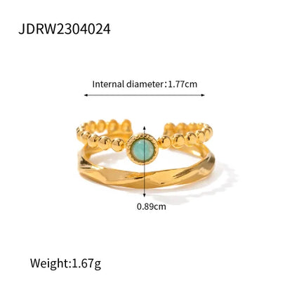 Youthway New Design Natural Stone Stainless Steel Ring Women Waterproof Stylish Golden Jewelry 2022 NEW Set