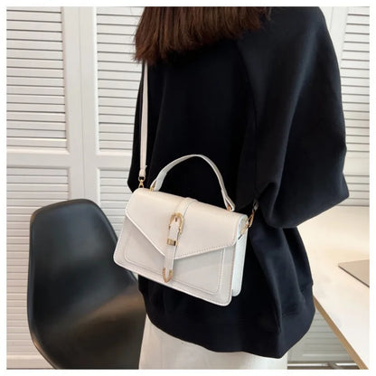 Fashionable Minimalist Crossbody Bag with Top Handle and Flap for Women Solid Color Square Purse with Simple Design Womens Bag