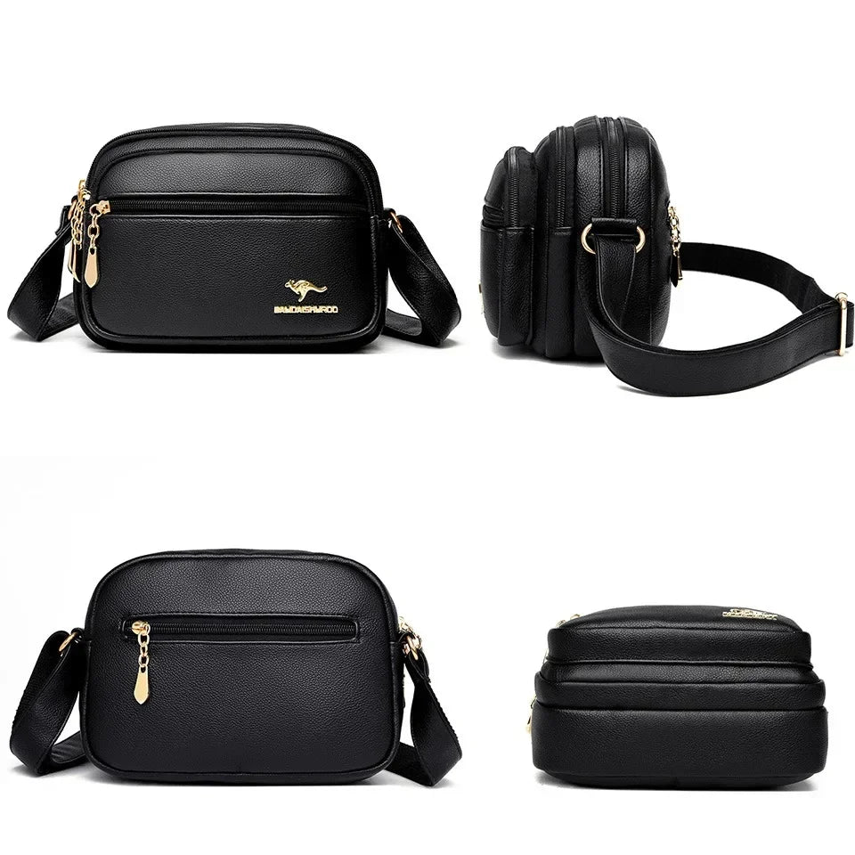 High Quality Soft Leather Purse Fashion Women Shoulder Messenger Bag Multi-pocket Wear-resistant Bag Luxury Ladies Handbag Sac