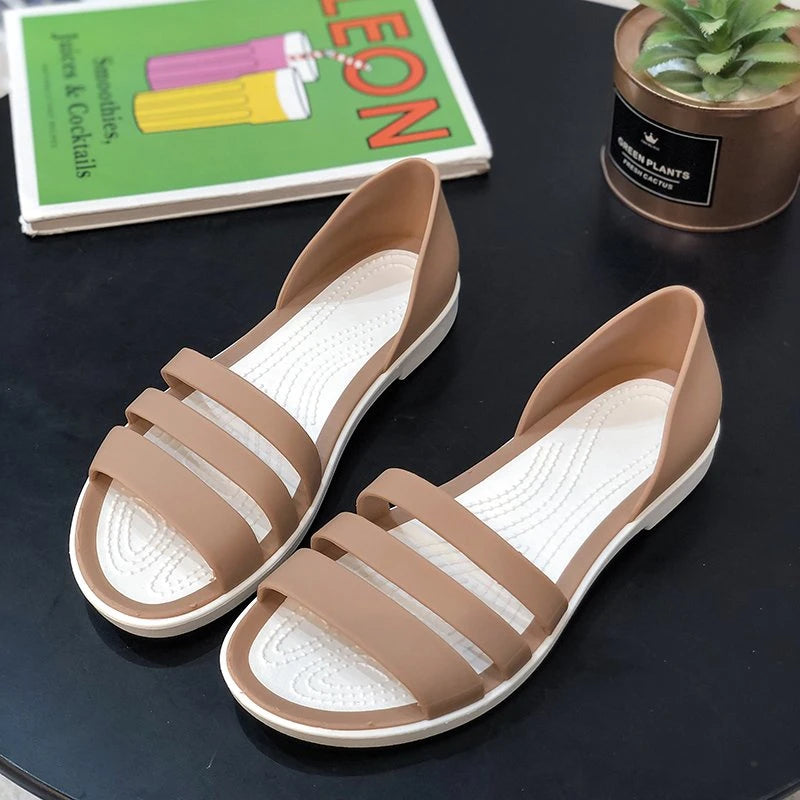 2024 New Fashion Women Comfortable Sandals Summer New Candy Color Women Cute Shoes Peep Toe  OutdoorShoes Woman Flats