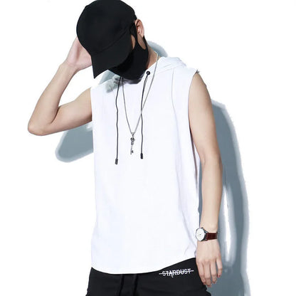 Brand New Solid Color  Men's Tank Tops Vest Sleeveless Tees For Male Hooded Man Vests Tops Hip Hop Men Tank Top T shirt