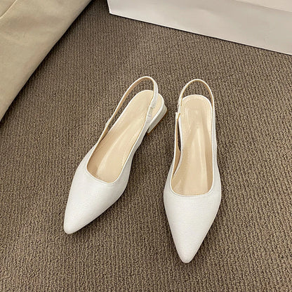 Summer Women's New Sexy Pointed Retro Solid Color High Heels PU Leather Outdoor Banquet Party Women's Sandals Large Size