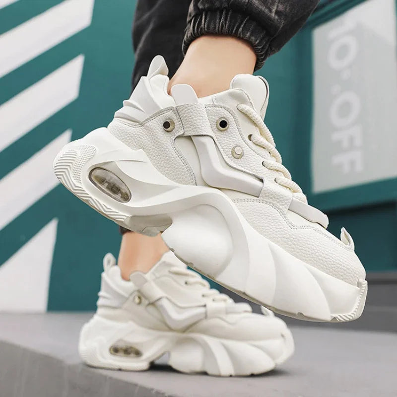 Men Chunky Sneakers Platform Shoes Outdoor Comfortable Sports Shoes for Men Lace Up Tennis Shoe New Height Increasing Male Shoes