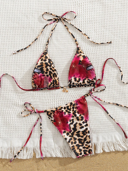 New Sexy Retro Prints Brazilian Bikini Women Swimsuits Lace-up Swimwear Backless Biquini Swimsuits Beachwear