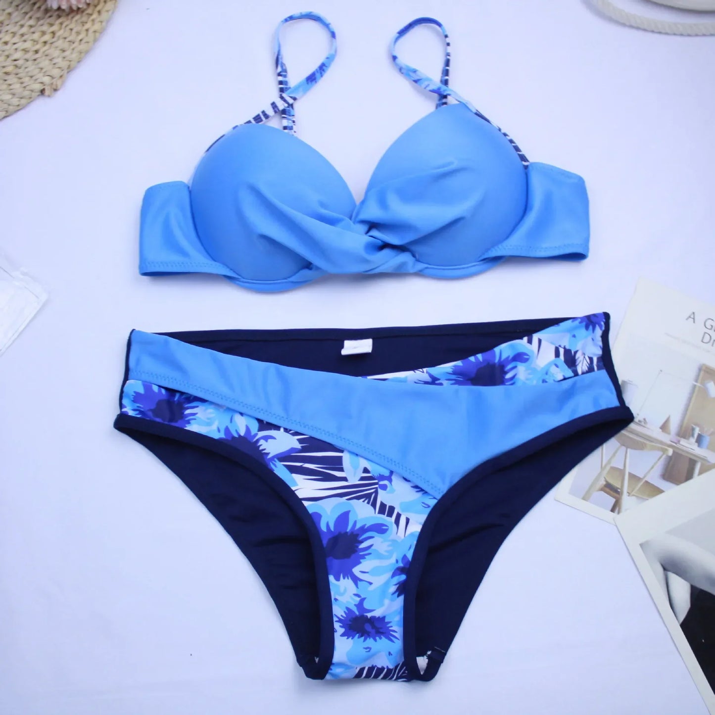 3 Colors Sexy Bikini Women Push Up Swimwear Swimsuit Print Patchwork Bikinis Set Bathing Suit Bikini Female Biquinis Feminino
