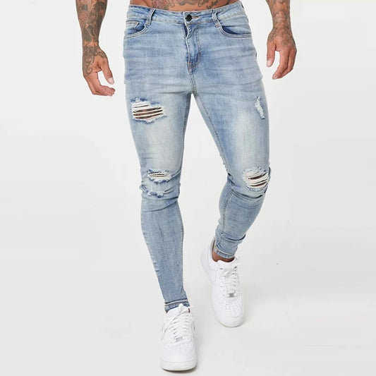 Men Skinny jeans Pencil pant Solid Color Straight Classic Denim Trousers Casual Daily For Office Parties Male  Cowboy Pants