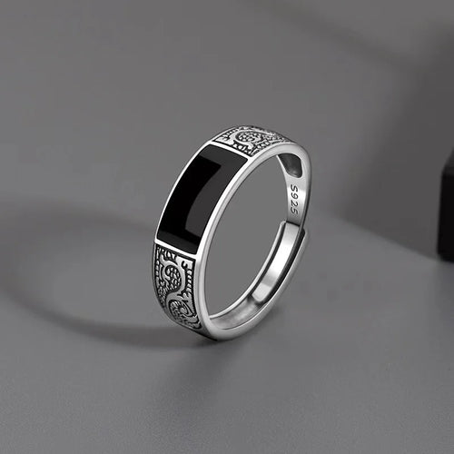 925 Sterling Silver Men's Ring High Quality Luxury black Gem For Men Wedding Fine Jewelry Accessories Party Gifts