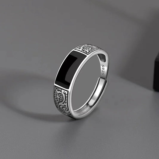 925 Sterling Silver Men's Ring High Quality Luxury black Gem For Men Wedding Fine Jewelry Accessories Party Gifts