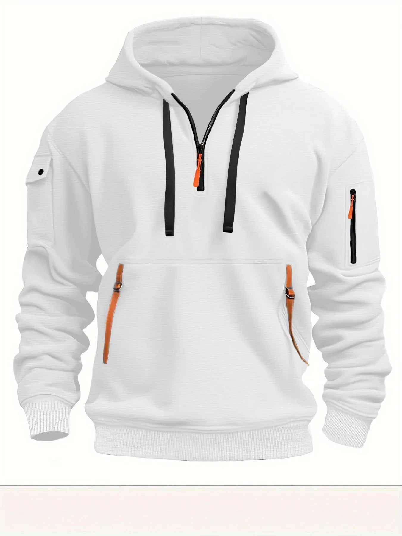 Spring and Autumn New Men's Casual Sports Multi-zipper Arm Pocket Pullover Outdoor Cycling Climbing Windproof Hoodie
