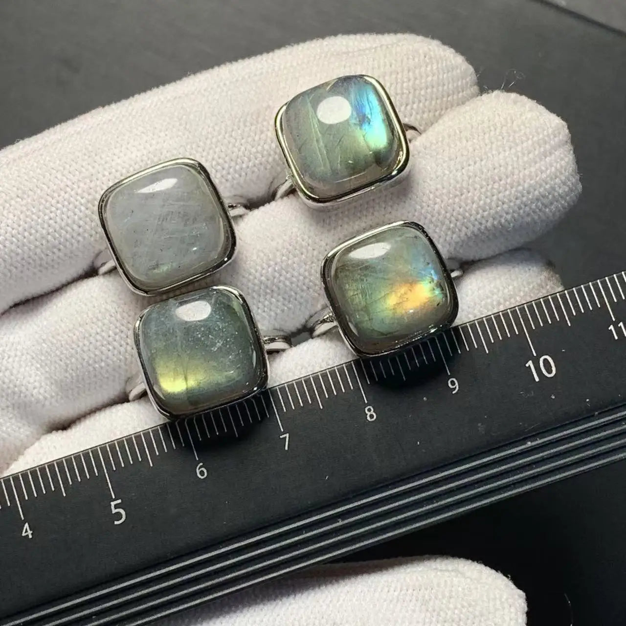 Square Natural Moonstone Ring Adjustable Female  Ring Jewelry for Women Gift Wholesale High Quality Vintage Fine