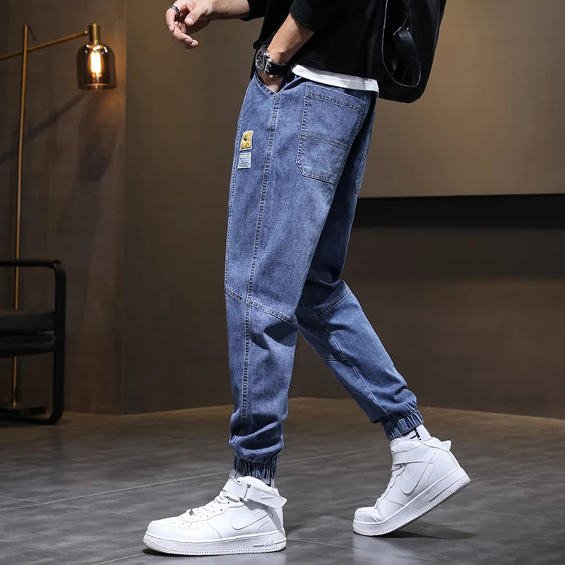 New Men's Cuffed Jeans, Trendy Cargo Harem Pants, Versatile Long Pants, Sizes M - 5XL