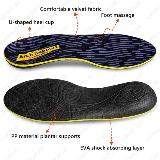 High Arch Support Orthopedic Sports Insoles Plantar Fasciitis Flat Foot Men & Women Sneaker Orthotic Plantillas Insert Shoe Sole