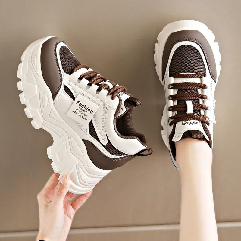 Lace Up Thick Bottom Vulcanized Shoes Breathable Non Slip Sports Shoes