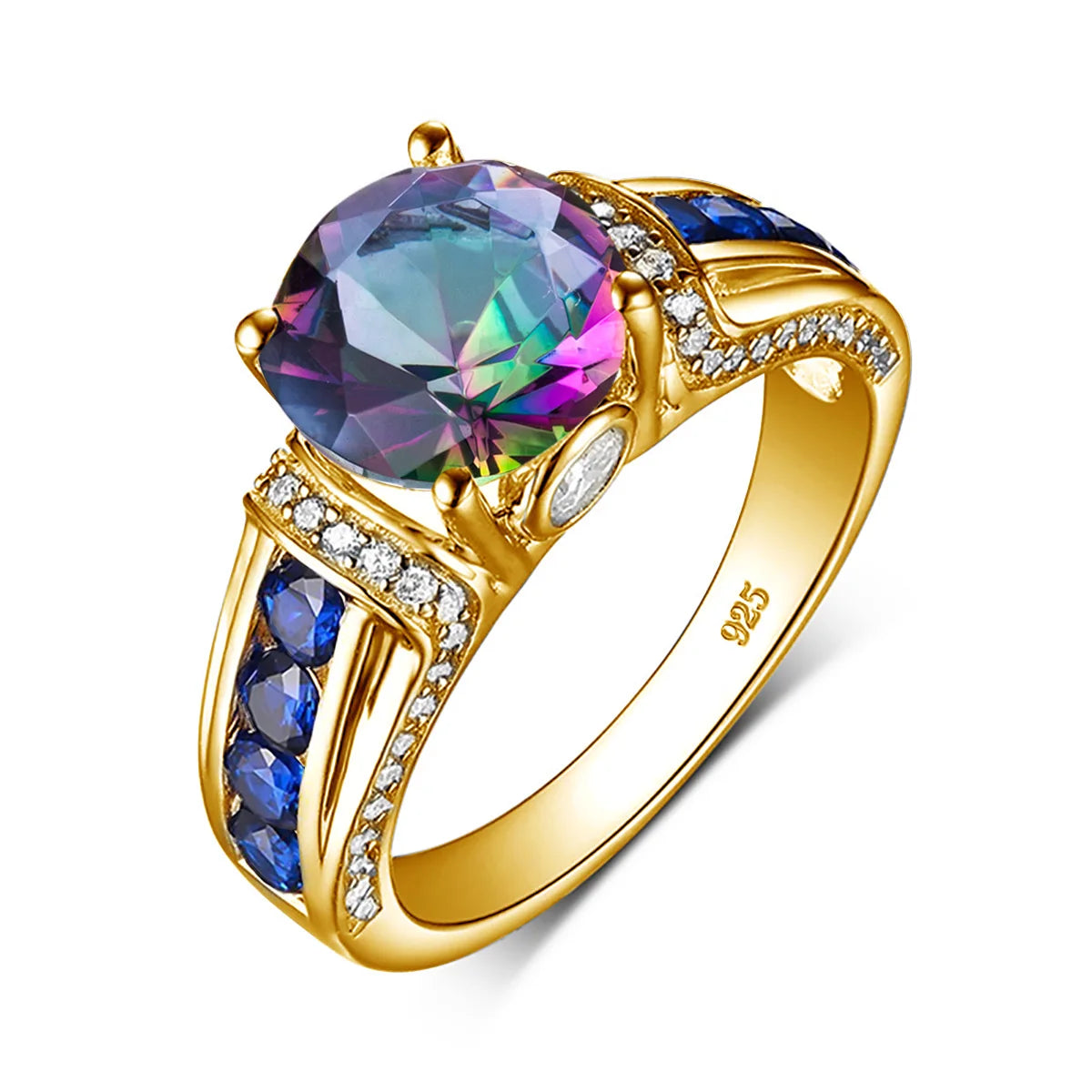 Szjinao Green Emerald Ring Gold For Woman Round Cut 8*8mm 2ct Stone Wedding Luxury Designer Jewelry High Quality Valentines Gift