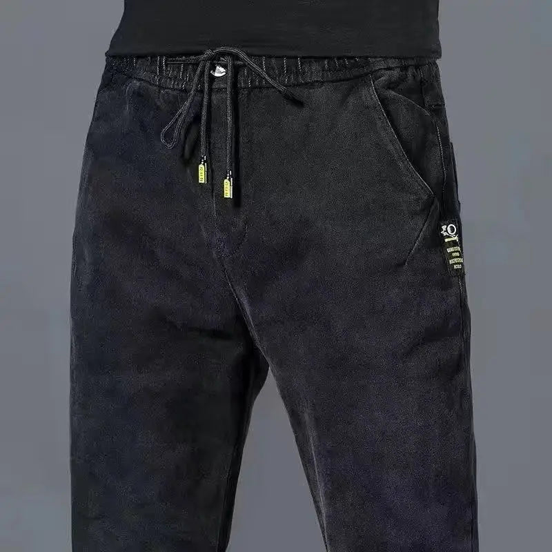 2024 New Korean Fashion Summer Thin Loose Jeans Mens Drawstring Pants Golf Joggings Jeans Man Japanese Streetwear Harem Trousers