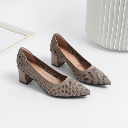 High Heel Women's 2025 Spring and Autumn New Soft Knitted Breathable and Comfortable Shoes