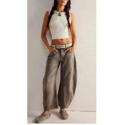 2025 NEW Loose Mid-Low Waist Washed Women's Jeans High Waist Wide Leg Pants Comfortable Casual Denim Jeans