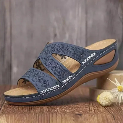 Summer Women Wedge Sandals Premium Orthopedic Open Toe Sandals Vintage Anti-slip Leather Casual Female Platform Retro Shoes