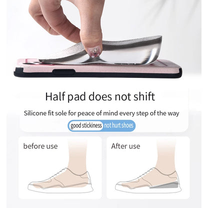 Silicone Gel Invisible Height Increase Insole Heel Lifting Inserts Shoe Foot Care Protector Elastic Cushion Insert for Men Women