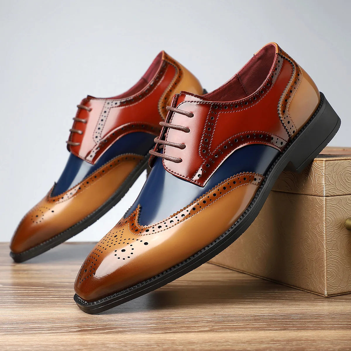 Men's Dress Shoes Fashion Pointed Business Dress Shoe Classics Brogue Shoes Lace Up Oxford Footwear Luxury Wedding Shoes for Men