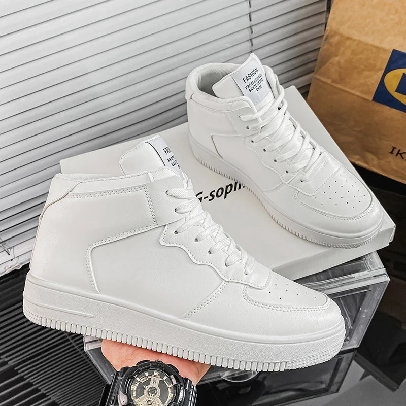 White Shoes Autumn New High-Top Casual Sports Male Student Board Shoes2025 Summer Breathable Season Comfortable Sneaker Breathab