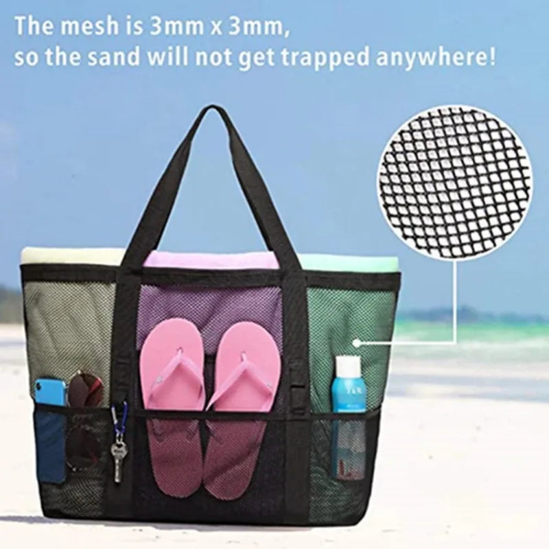 Picnic Beach Bag Women Mesh Transparent Swim Storage High Capacity Shopping Bags Tote