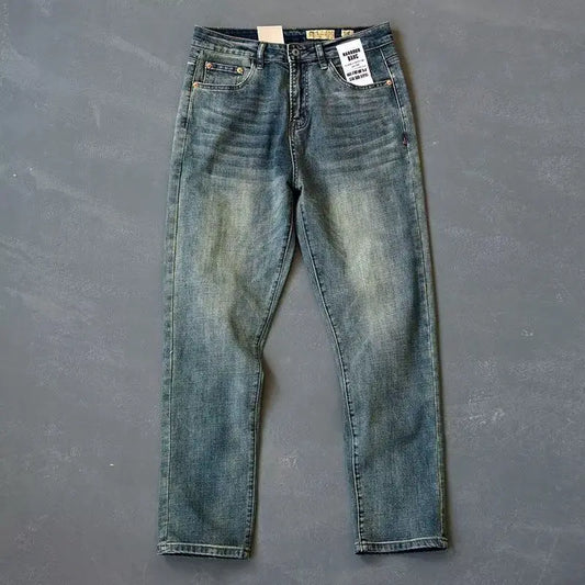 High Quality Korean Fashion Washed Vintage Straight Leg Denim Jeans for Men Casual Spring Autumn Pencil Pants Boyfriend Jeans