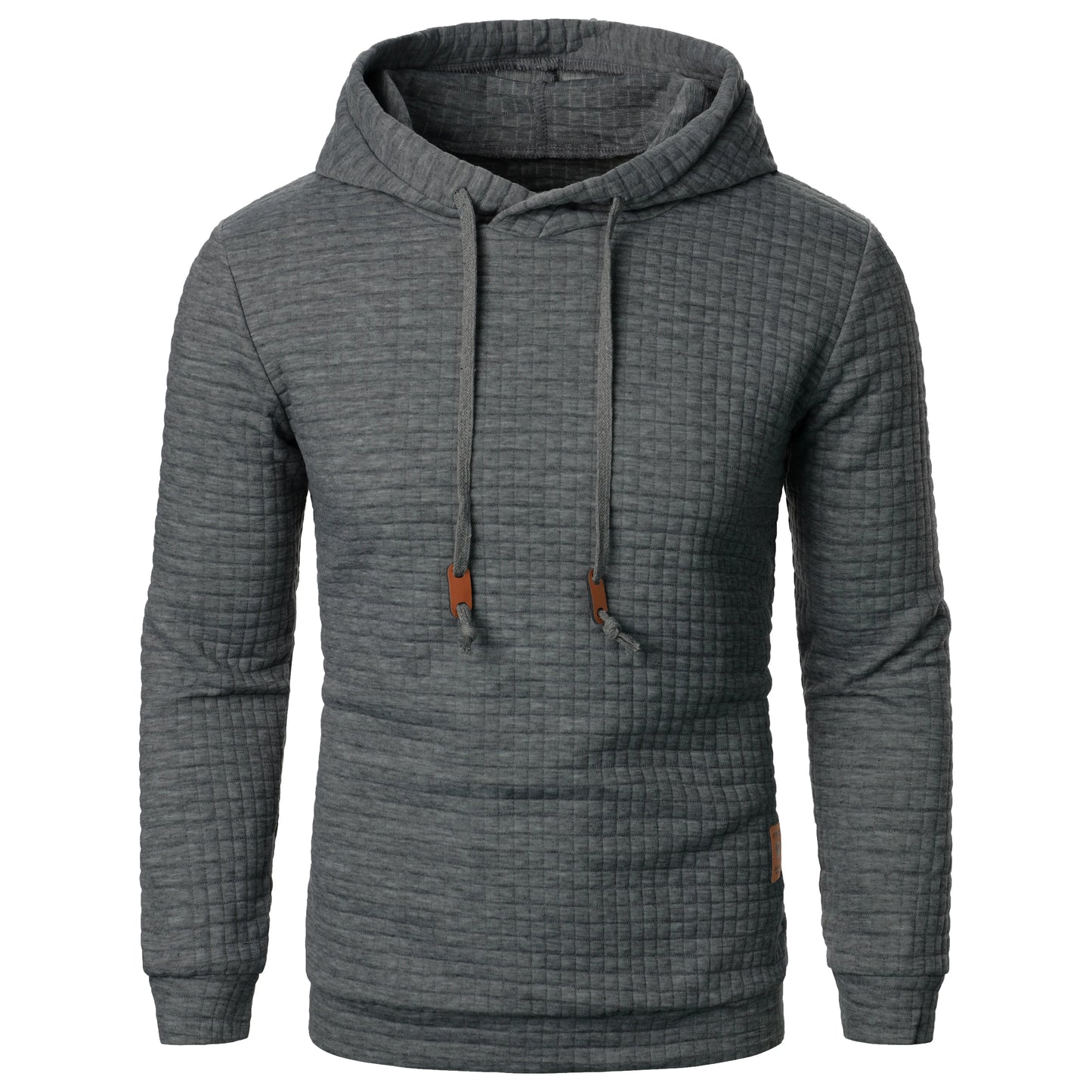 Autumn/Winter men's jacquard plaid hoodie long sleeve hoodie warm color hooded sweatshirt coat