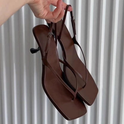 Clip Toe Women Heeled Sandals Square Toe Mid Heels Elegant Shoes Summer 2025 New Fashion Pumps Designer Dress Sandalias De Mujer