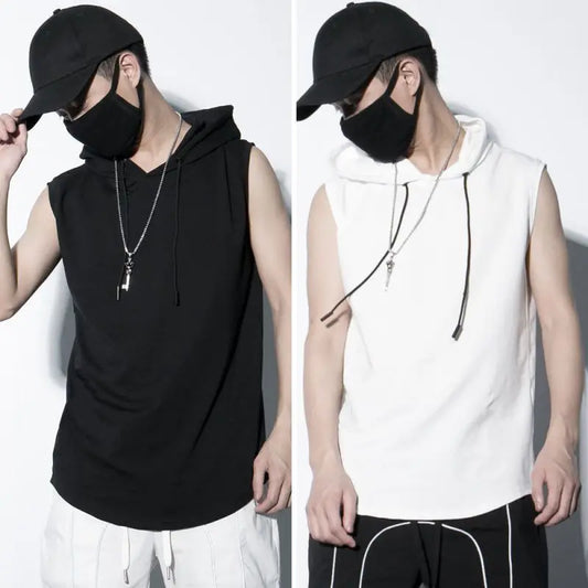 Brand New Solid Color  Men's Tank Tops Vest Sleeveless Tees For Male Hooded Man Vests Tops Hip Hop Men Tank Top T shirt