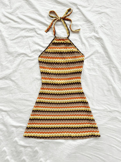 Ladies Spring/Summer Boho Chic Halter Dress Slim Sexy Mini Flowy Fashionable Women's Clothing