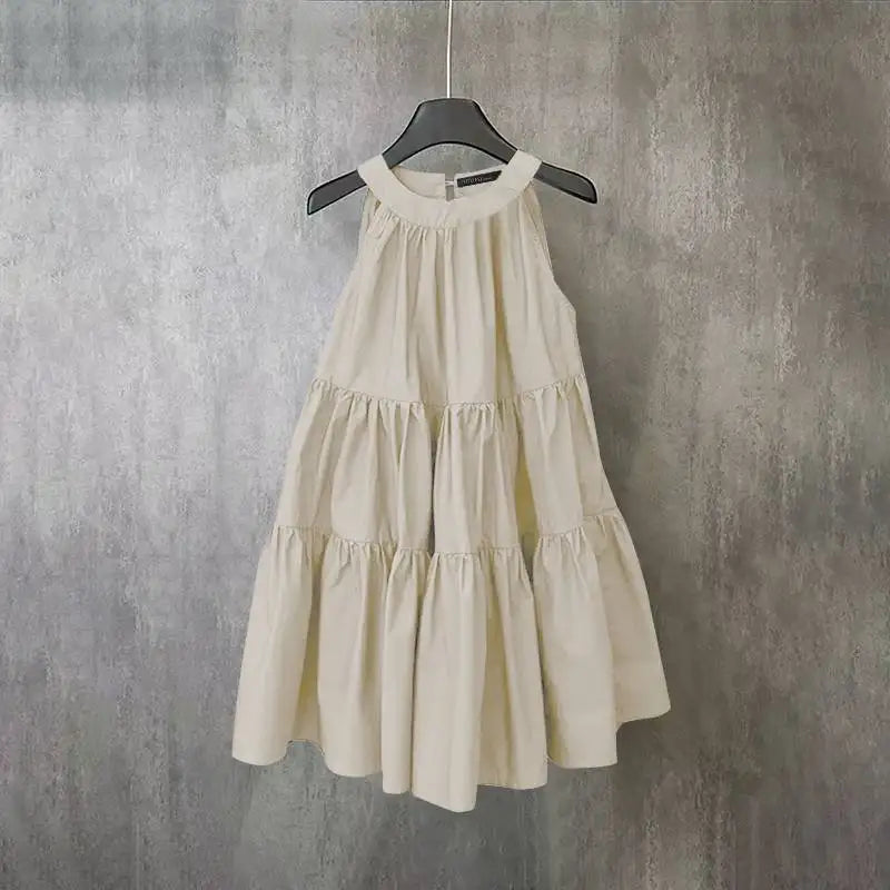 ZANZEA Summer Halter Sleeveless Tiered Dress Women Korean Ruffle Patchwork Robe 2024 Beach O-neck Loose Sundress Sweety Vestidos