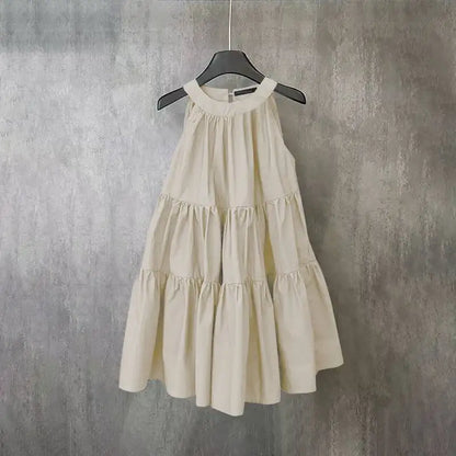 ZANZEA Summer Halter Sleeveless Tiered Dress Women Korean Ruffle Patchwork Robe 2024 Beach O-neck Loose Sundress Sweety Vestidos