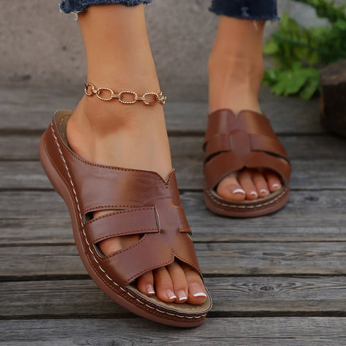 Shoes Sandals Women Summer Retro Sandals For Women Slides Walking Shoes Wedge Sandals Ladies Breathable Slipper Footwear Female