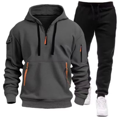 New Men Autumn Winter Sets Zipper Hoodie Pants Pieces Casual Tracksuit Male Sportswear Brand Clothing Sweatsuit