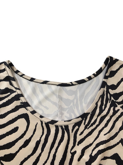 Women's Zebra Print Sleeveless Tank Dress - Round Neck Summer Sundress, Casual Vacation Outfit, Stretchy Bodycon Mini Dress