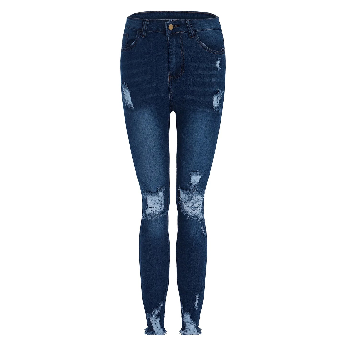 Hole Denim Trousers For Women Skinny Ripped Jeans Small Feet Slim Denim Pants Buttocks Ripped Jeans Women'S Denim Pants