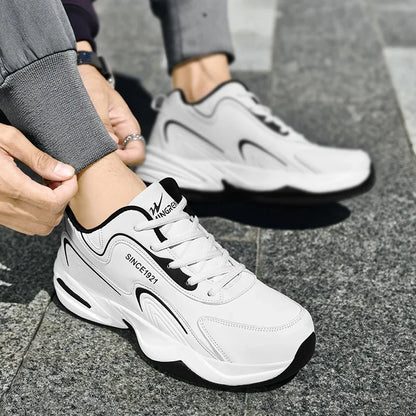 Men Sports Running Shoes Outdoor Walking Soft Casual Sneakers Fashion Designer Leather Sneaker Waterproof Men's Tennis Masculina