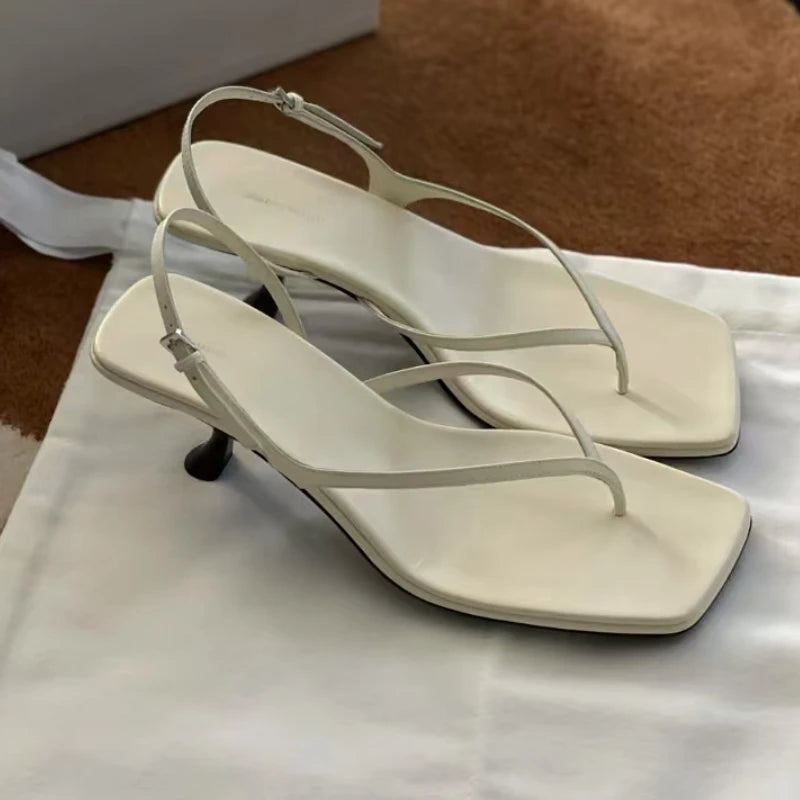 Clip Toe Women Heeled Sandals Square Toe Mid Heels Elegant Shoes Summer 2025 New Fashion Pumps Designer Dress Sandalias De Mujer