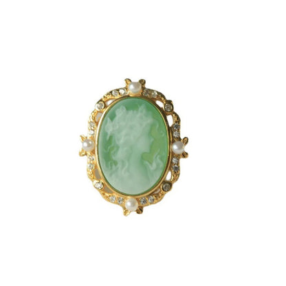 s925Silver Inlaid German Cameo Agate Relief Silver Ring Gift for Girlfriend Holiday Present