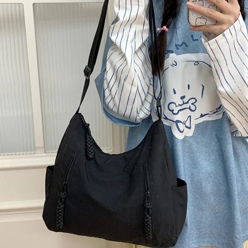 2025 New Trendy Women's Nylon Shoulder Bag Large Capacity Lightweight Crossbody Bags for Women Casual Travel Tote Simple Handbag
