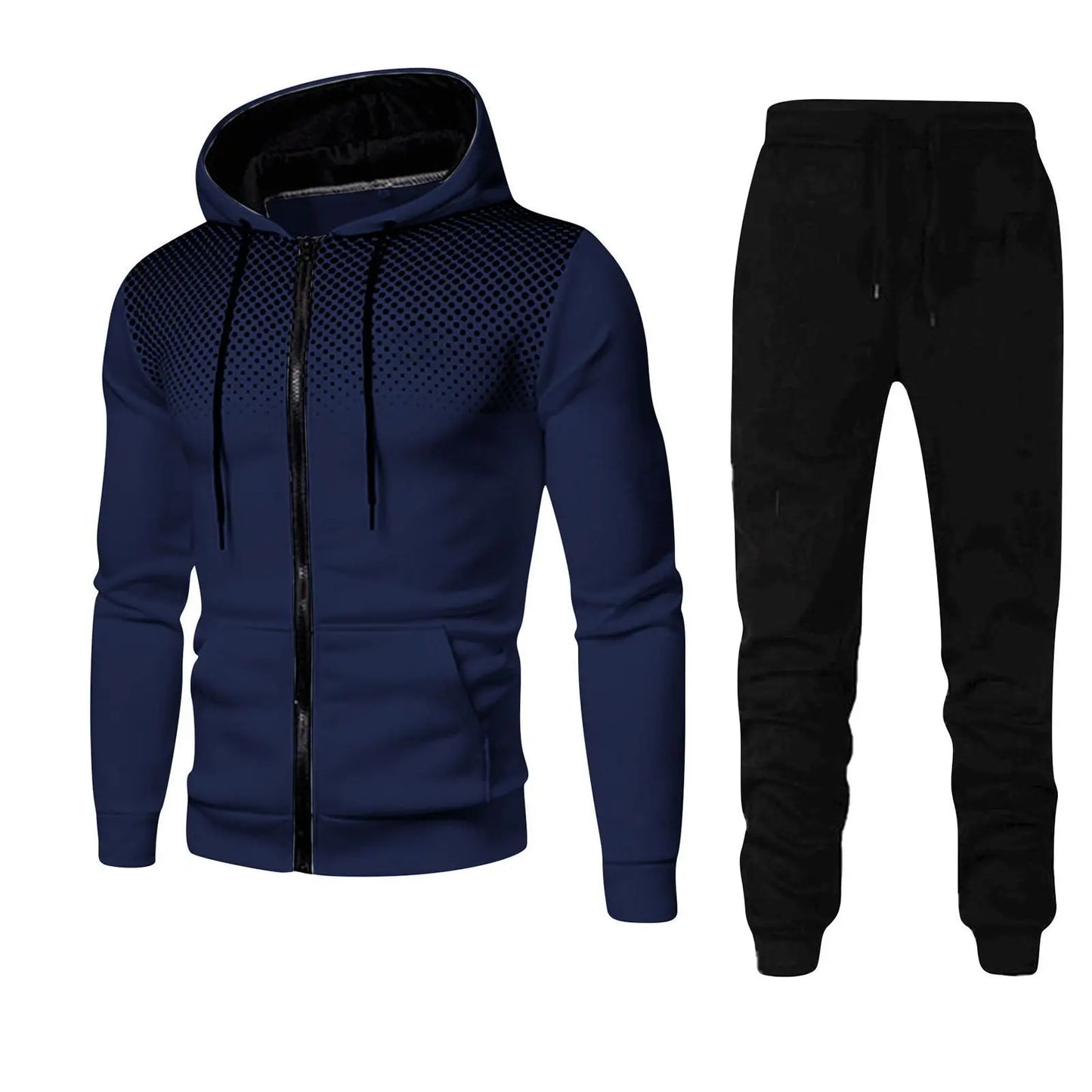 Autumn and Winter New European and American Solid Color Fleece Sweater Pants Men's Casual Zipper Sports Hat Set